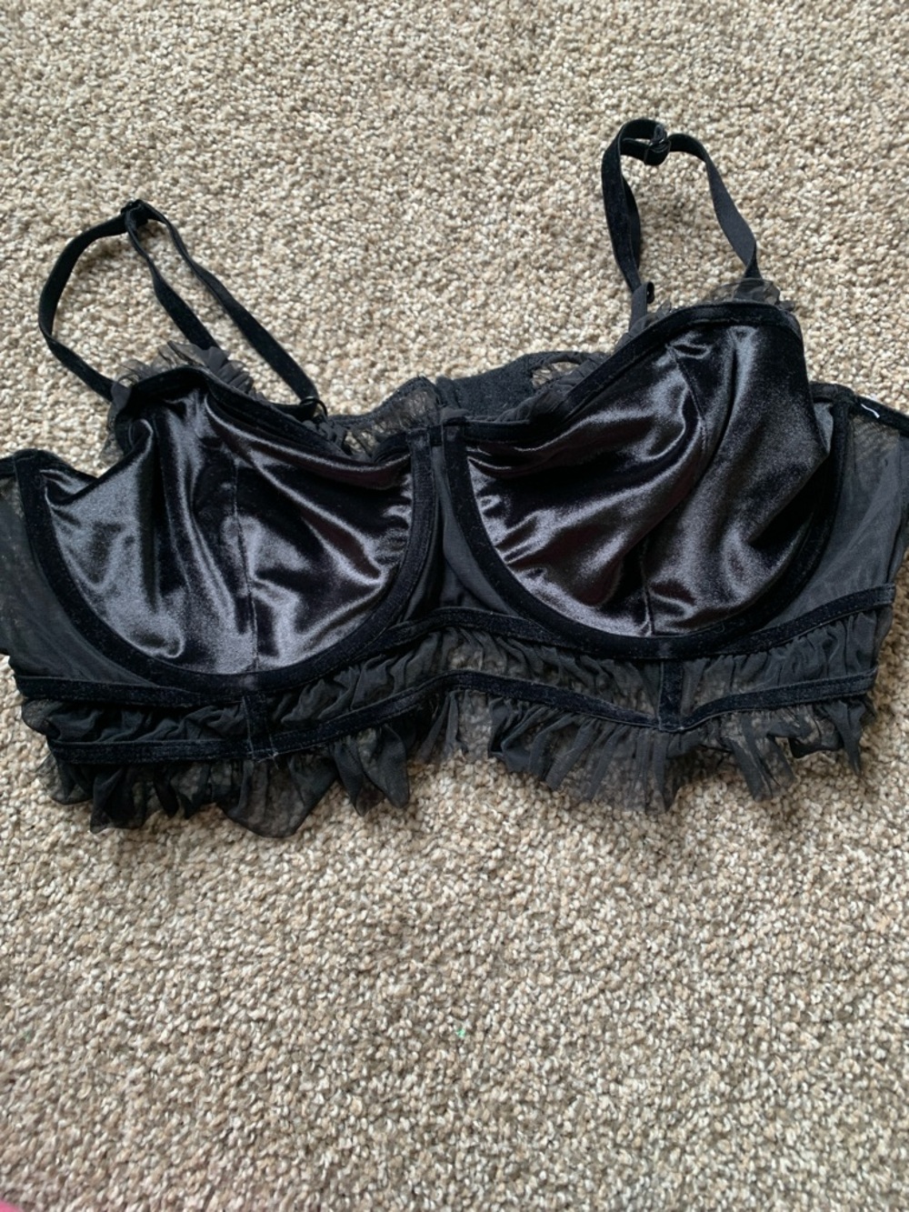 Auden Black Lace Trim Longline Bra
